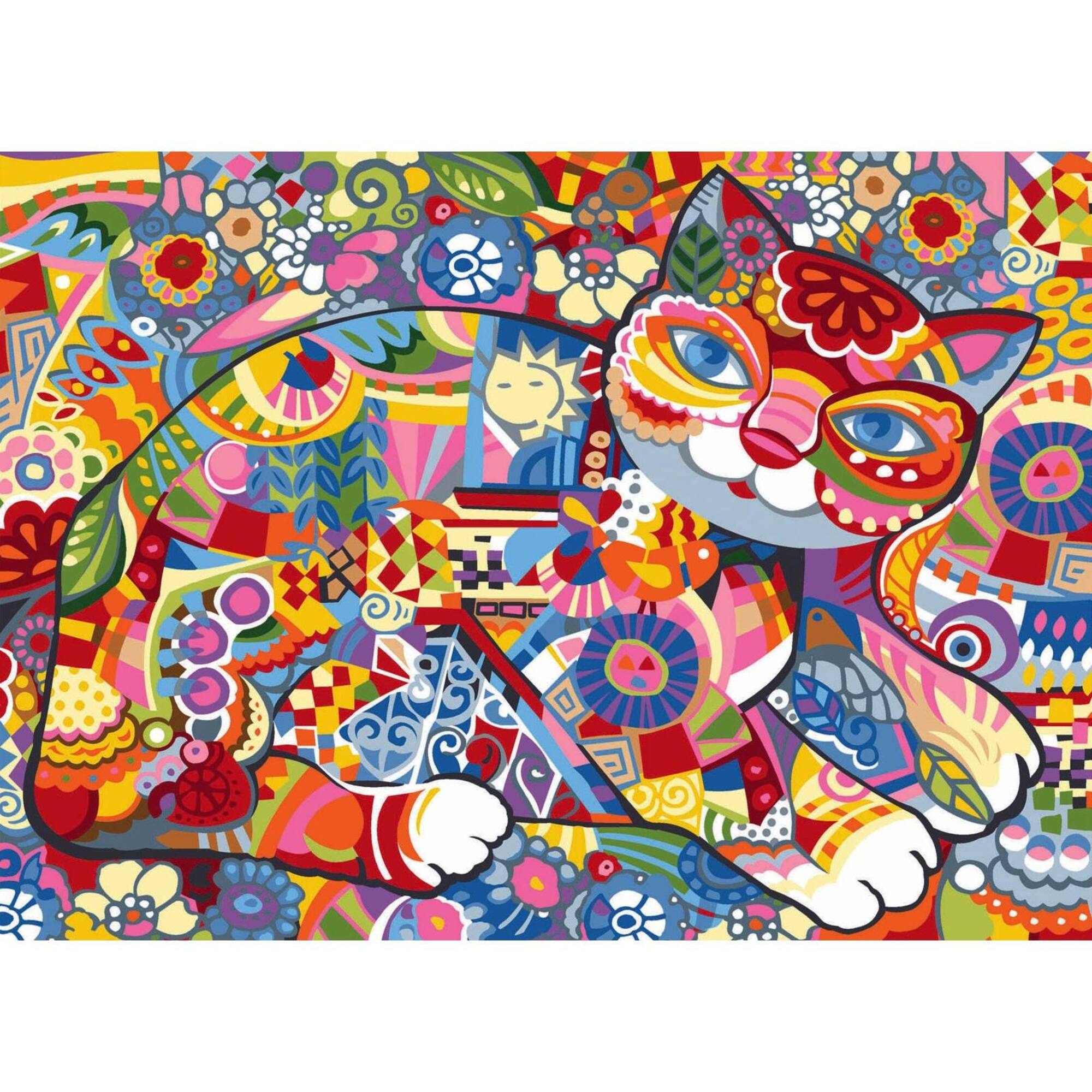 Gobelin Cat Flora Printed Tapestry Needlepoint Canvas